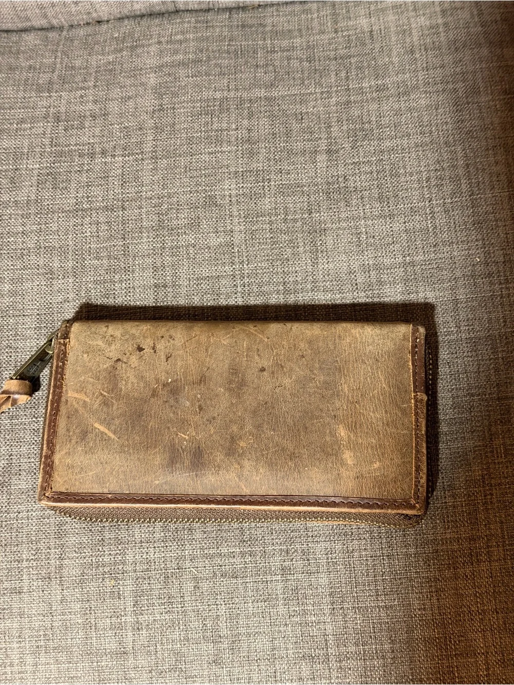STS Ranchwear Brown Hair-On Leather Zip Card Wallet with Logo